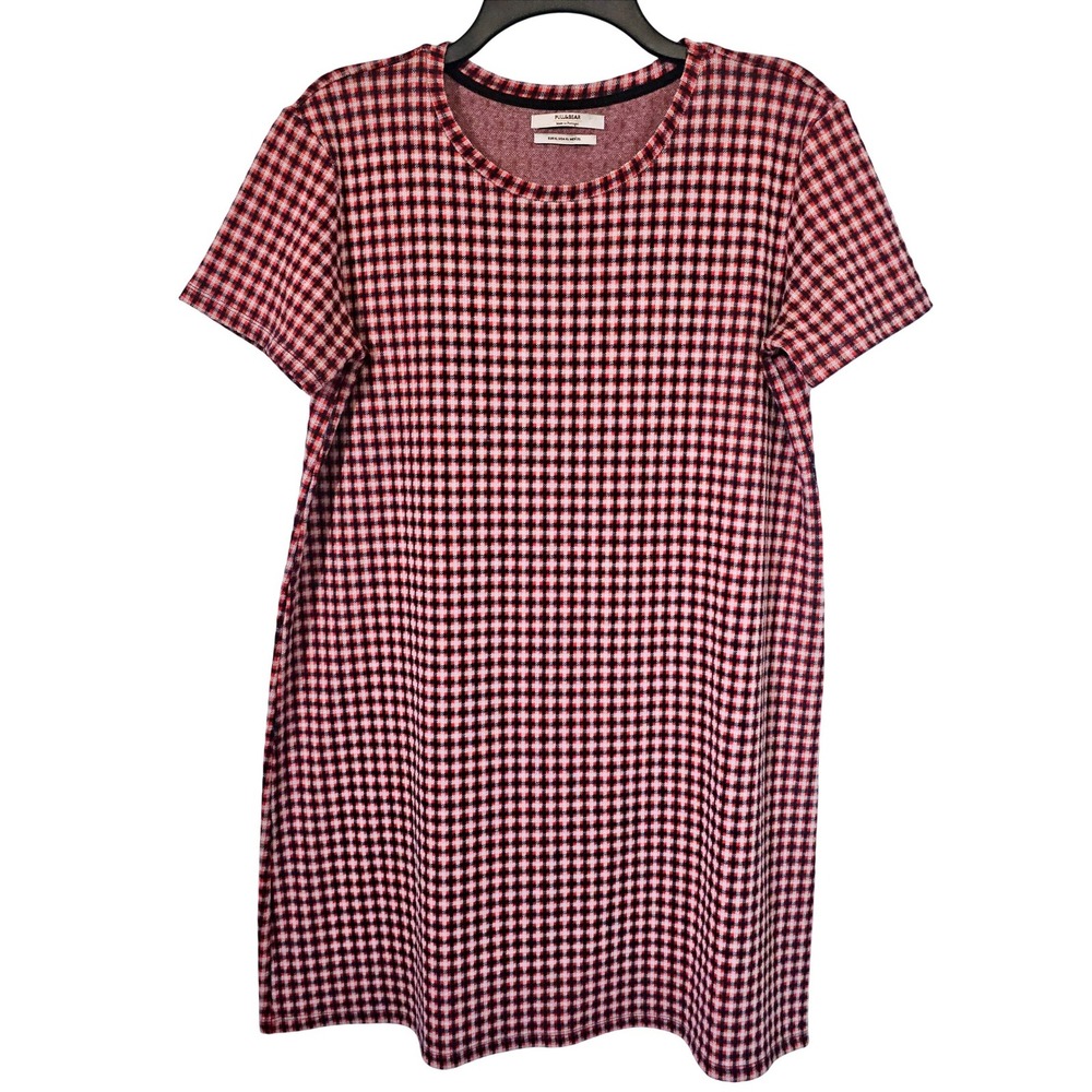 PULL & BEAR Red Black Mini Tunic Dress Indie Twee Festival Flirty Schoolgirl XL